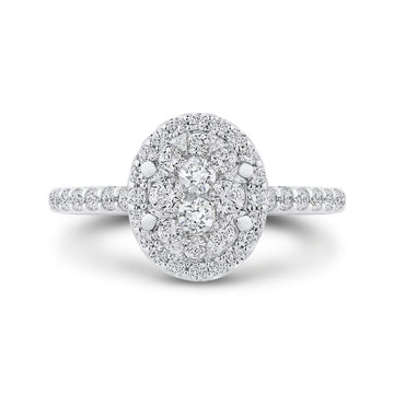 Round Diamond Halo Engagement Ring in 14K Two Tone Gold